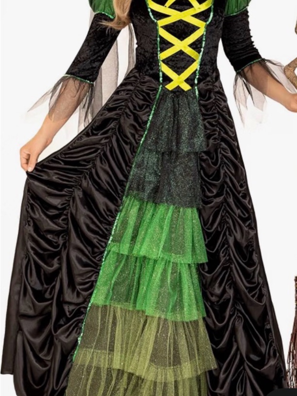 Green and Black Women’s ' Witch Costume Dress
